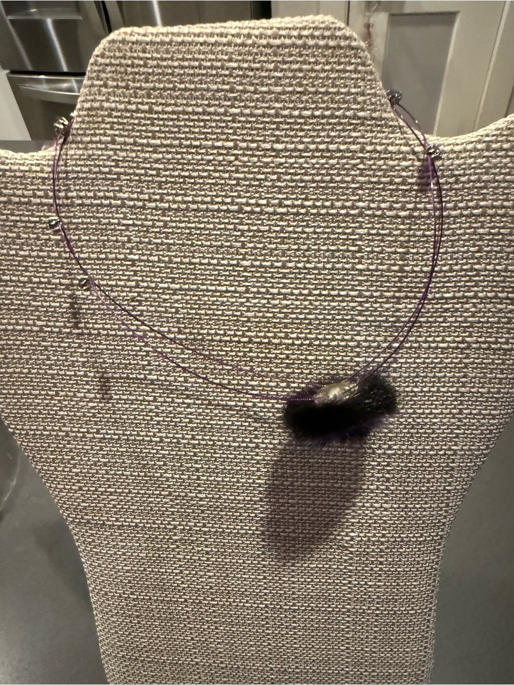 Purple Faux Fur Pom Pendant Necklace for Women